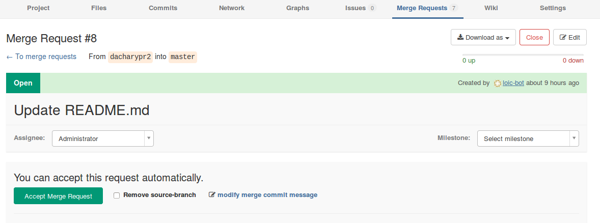 Gitlab create merge request Changelog · Development · Help · GitLab